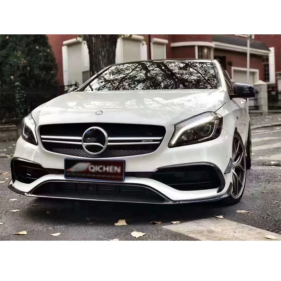 For Mercedes Benz A Class AMG W176 A45 Carbon Fiber Car Front Bumper Diverter Spoiler Diffuser Front lip chin Car Accessories view 5