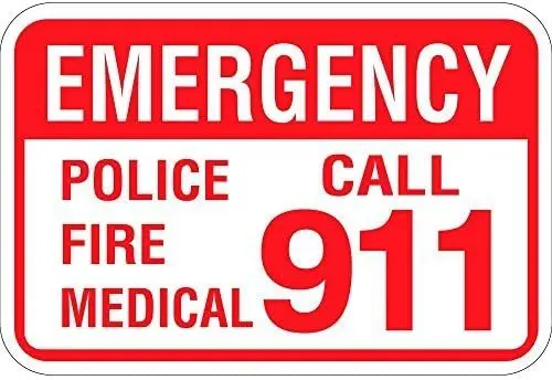 Warning Sign Emergency Fire Medical Call Road Sign Business Sign es Tin Metal Tin Sign