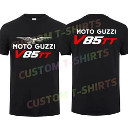 2024 Men T Shirt Casual Motorcycle Moto Guzzi V85TT T-shirt Sports Tops Short Sleeves 100% Cotton Streetwear S-3XL Cool Tee