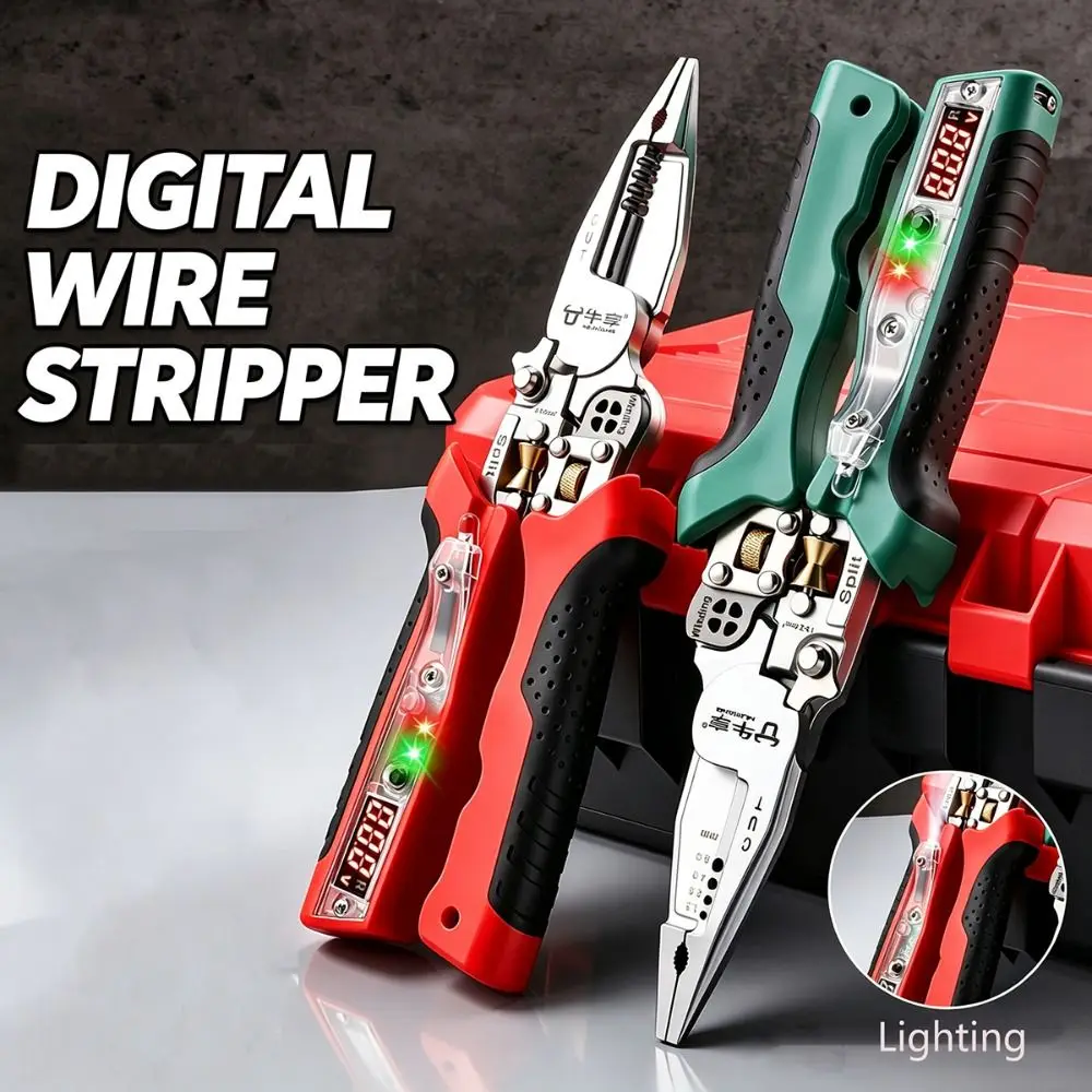 Rechargeable Wire Stripper Pliers Digital LED Display Cable Cutting Tester Pliers Cable Crimping Voltage Detection