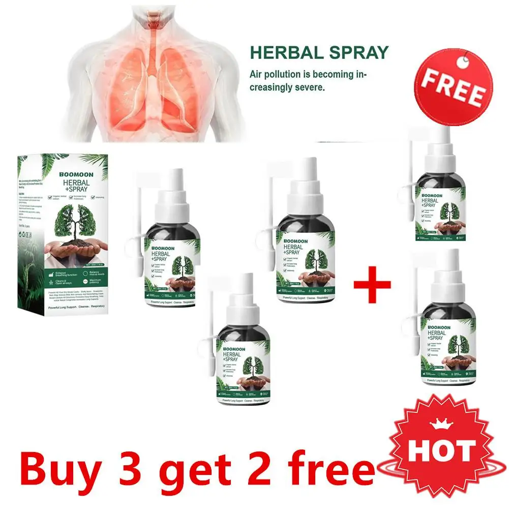 Herbal Lung Cleanse Spray, Poderoso Suporte Pulmonar, Inflamação Aliviar A Dor, Pare de Fumar Garganta, 5 pcs