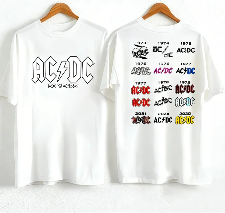 2026 Modisches Kurzarm-Sport-T-Shirt mit AC- und DC-Aufdruck, modisch und atmungsaktiv, geeignet für den täglichen Gebrauch