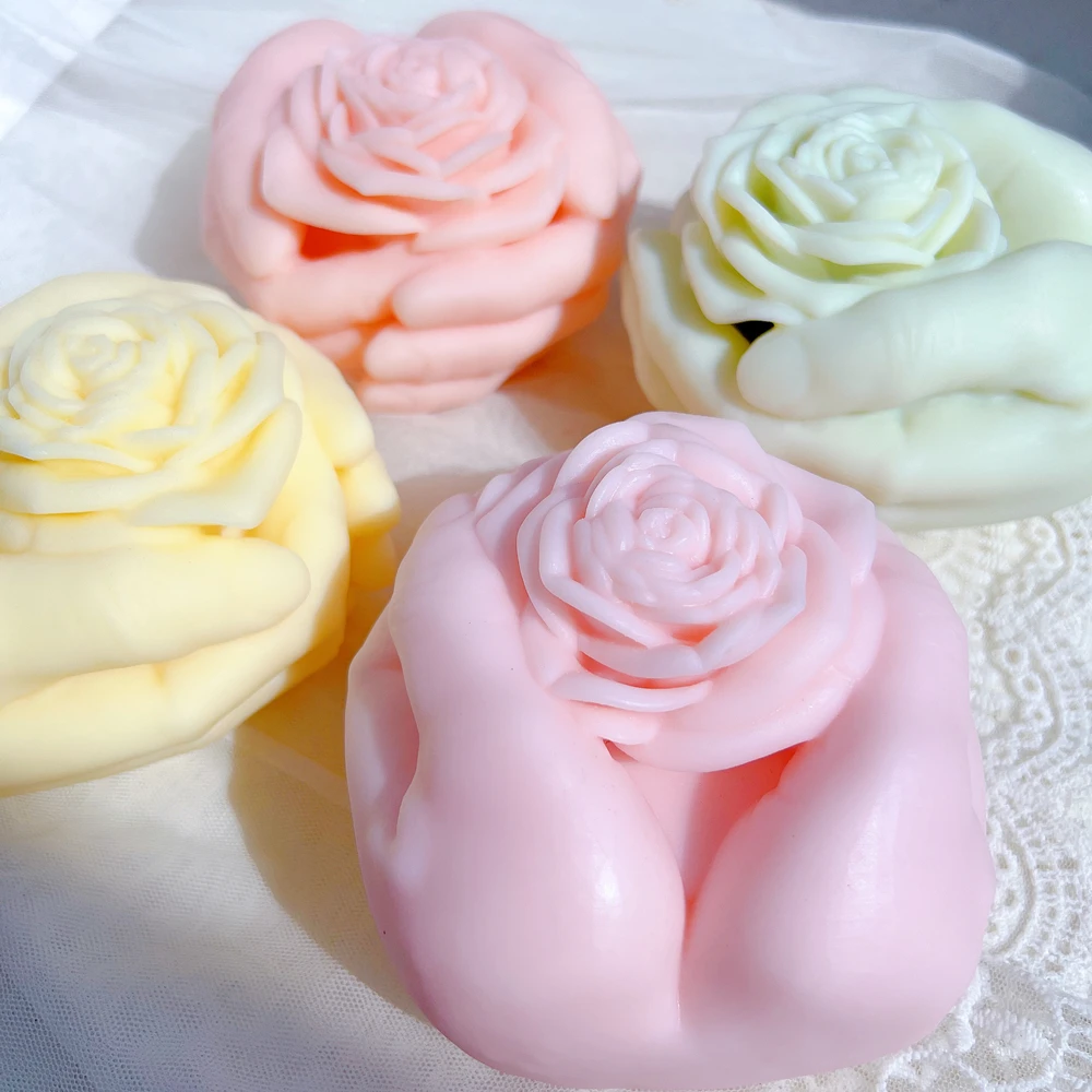 Rose In Hand Candle Mold Valentine's Day Gift idea Rose Floral Silicone Mold Home Decor Wedding Gift