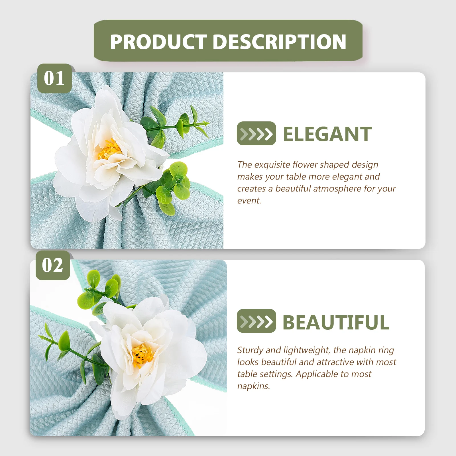 

6 Pcs White Napkins Rings Set Holder Dining Table Paper Gold Banquet Wedding Decor