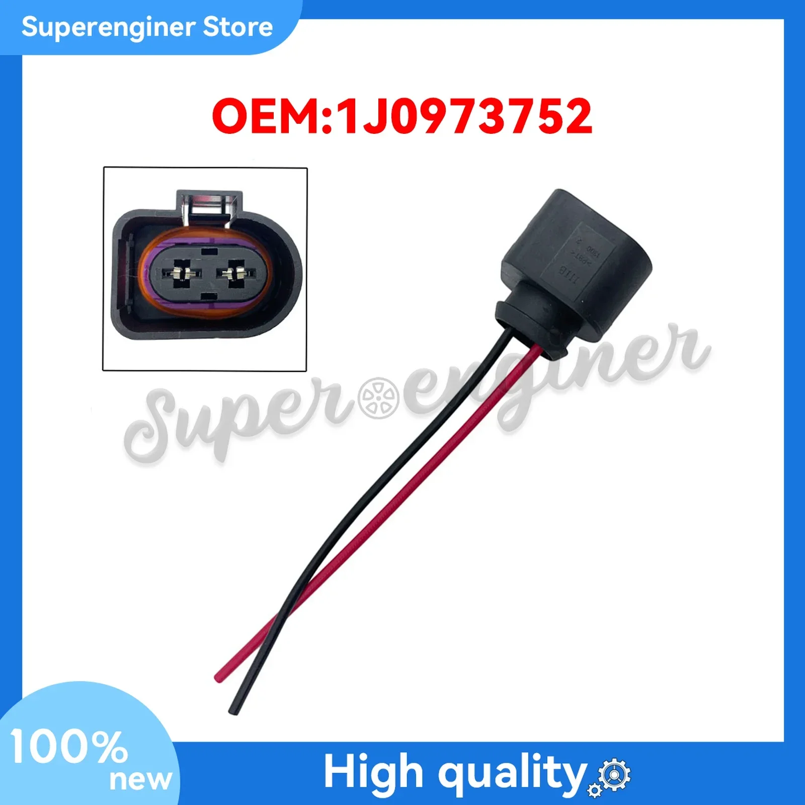 1J0973752 Новый разъем жгута проводов для VW Audi Porsche, 2-проводная косичка 1J0973752 Новый разъем жгута проводов для VW Audi Porsche, 2-проводная косичка