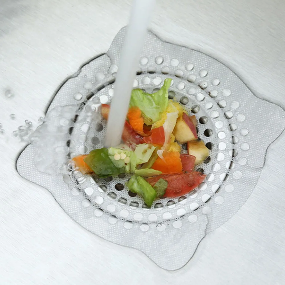 15 PCS Disposable Hair Catcher Nonwoven Fabric Stick On Sink Strainer Anti Blocking 5.91*5.91 Inch Shower Drain Catcher