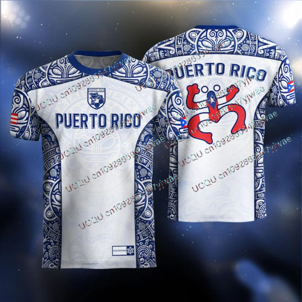 Summer Men's Women's Puerto Rican Game Day Outfit Short Sleeve T-shirt Tops Soccer Fans Soccer Jersey Fans T-shirt Tee