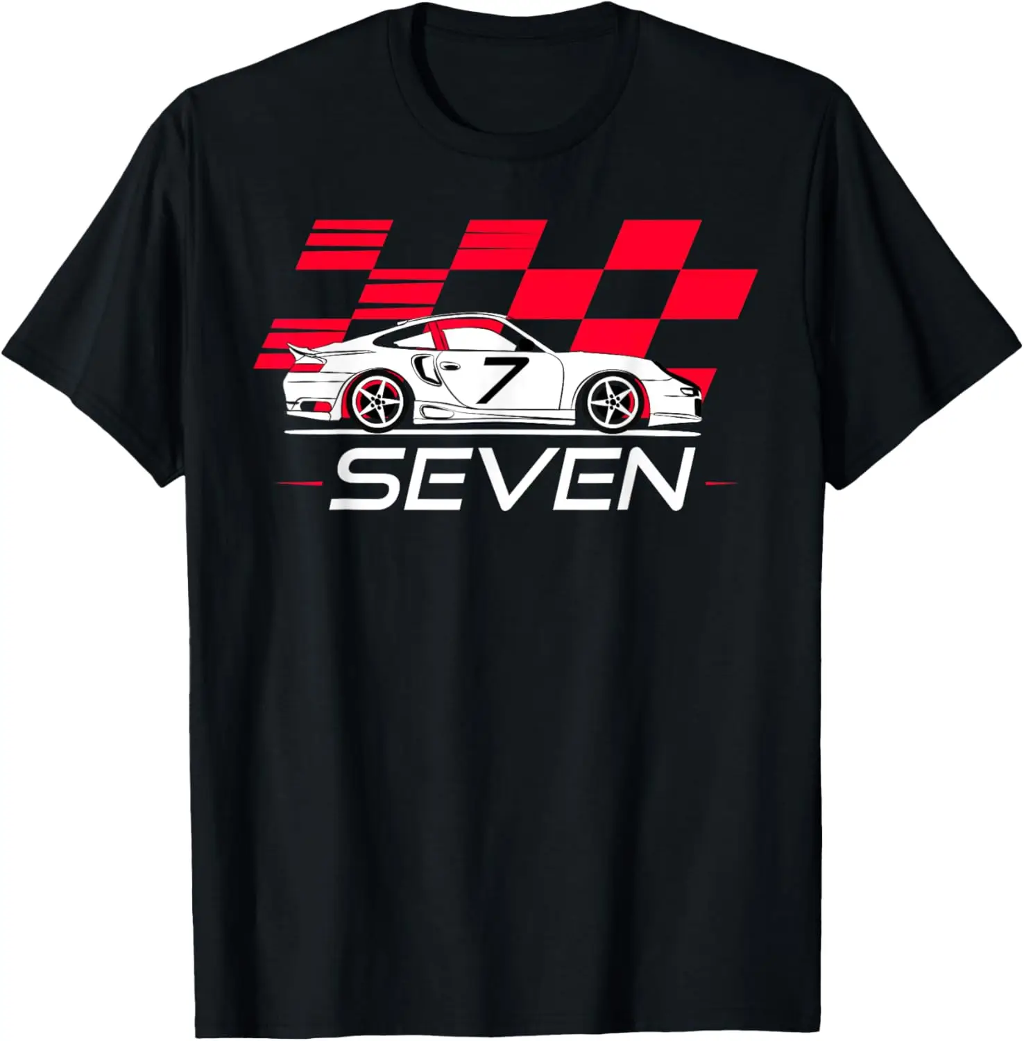 Race Car 7th Birthday T-Shirt Seven Year Old Boy Party T-Shirt