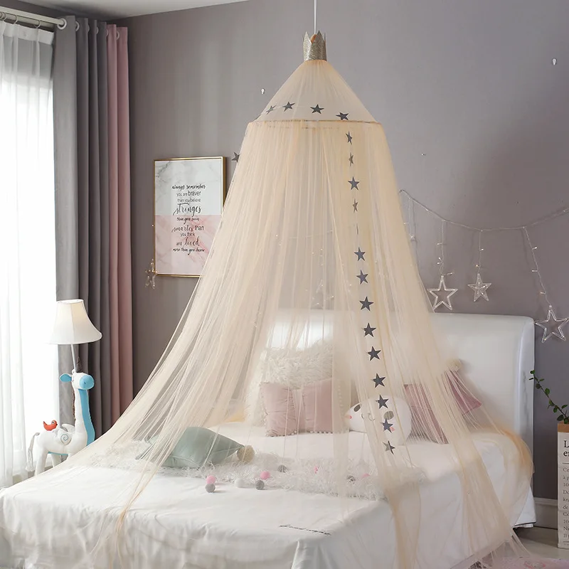 Ins Style Baby Bed Canopy Round Dome Hanging Mosquito Net For Crib No Installation Princess Mesh Bed Curtain Kids Bed Tent Decor