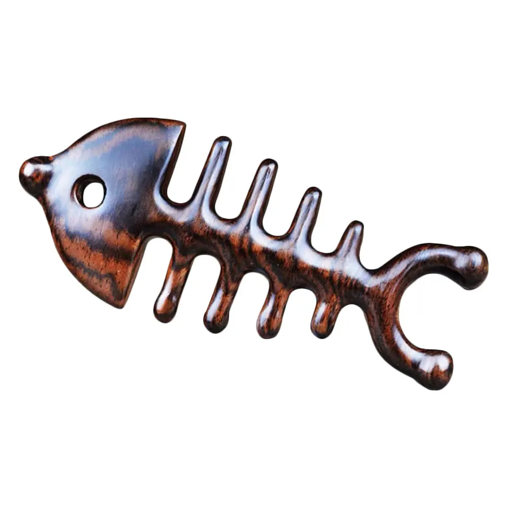 

1Pcs Purple Sandalwood Fish Bone Wooden Massager Comb Durable Body Massage Tool Handheld Relaxation Scalp Massage Relaxing Comb
