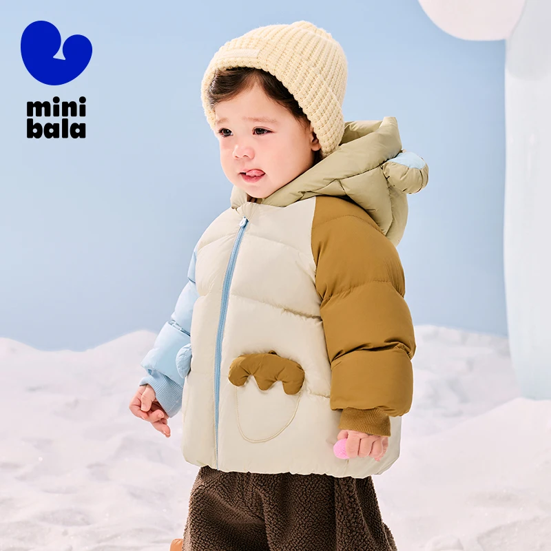 Mini Bala Down Outerwear for Boys and Girls 2024 New Winter Styles with Hooded, Thickened, Fashionable Design for Babies