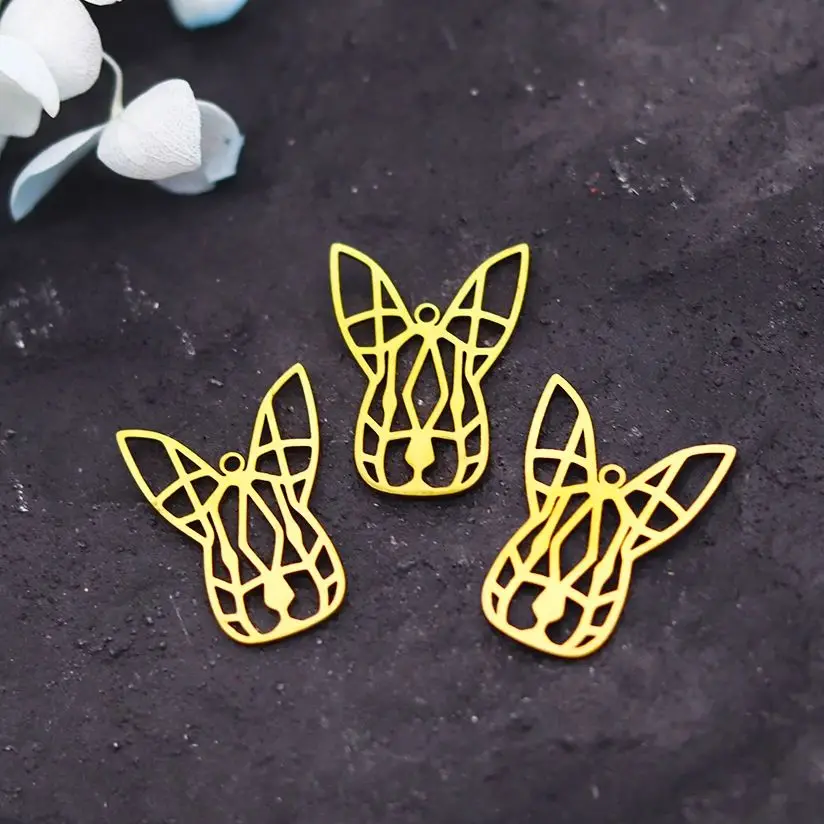 

3pcs Trendy Fold Line Animal Head Fit diy Bracelets Earrings Charms for Jewelry Making Stainless Steel Pendant Handmade Findings