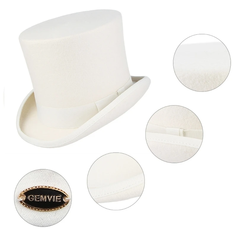 White Fedora Western Short Brim Hat Victorian Age Women Men Photo Props Dropshipping