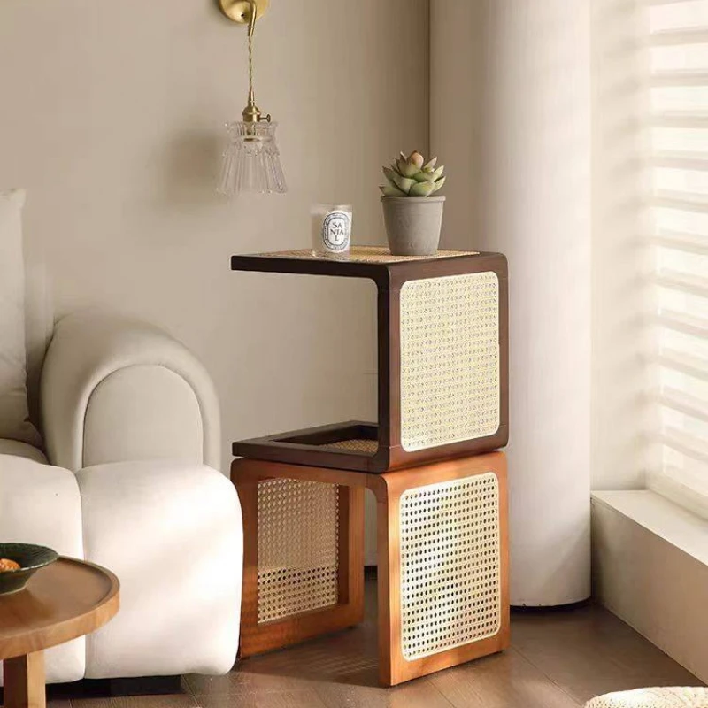 

Плетеная тумбочка из массива дерева, винтажная многофункциональная прикроватная тумбочка в японском стиле, скамейка для обуви в деревенском стиле для дома и Airbnb