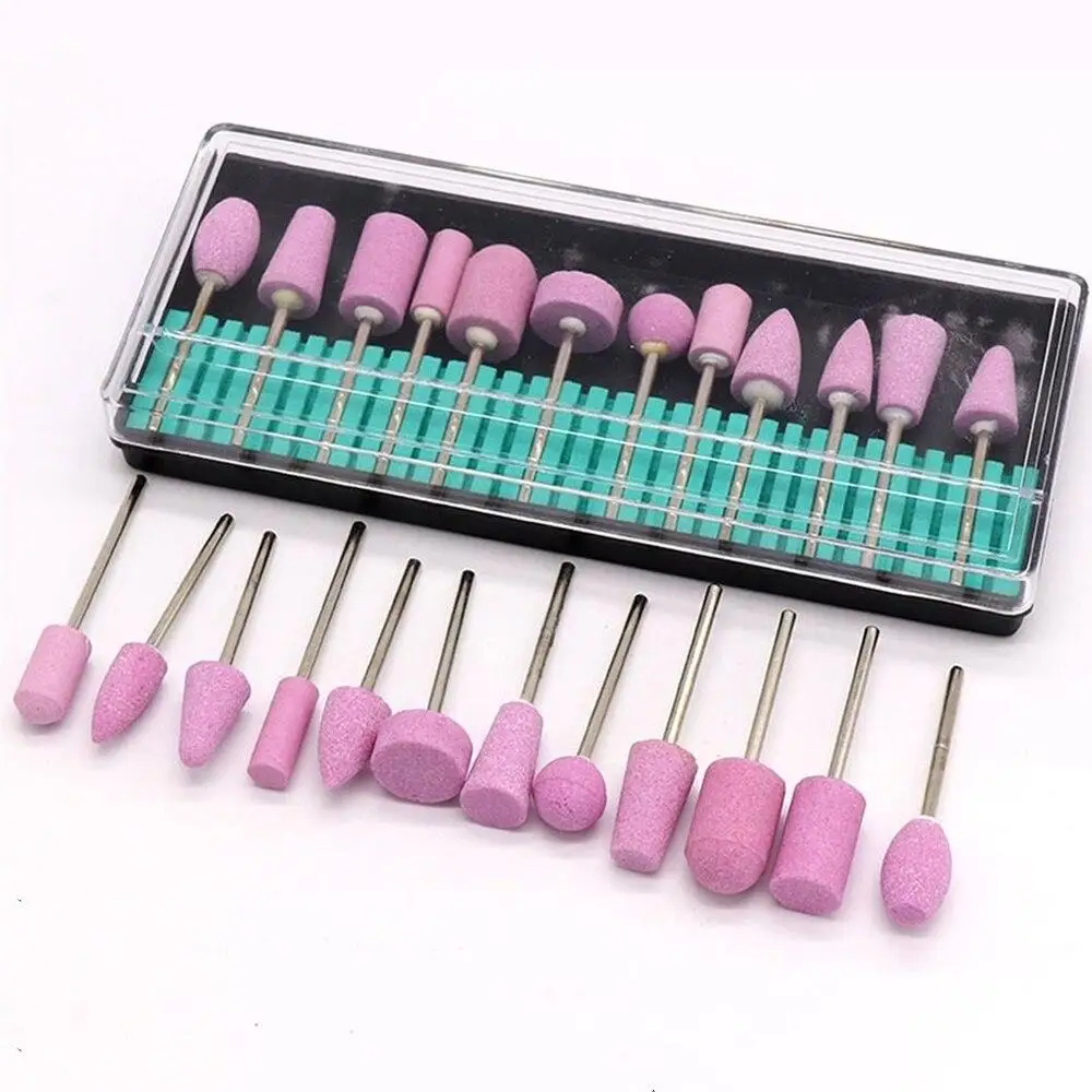 12pcs/set Cutters For Manicure Machine Quartz Scrub Stone Diamond Nail Drill Bit Rotary Burr Grinding Mill Pedicure Kit