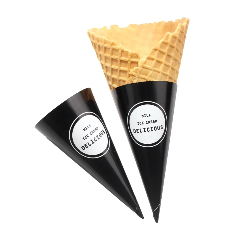 500pcs Giant Ice Cream Cone Paper Holder Big Waffle Cone Hand-held Paper Sleeve Tray DIY Handmade Dessert Tool