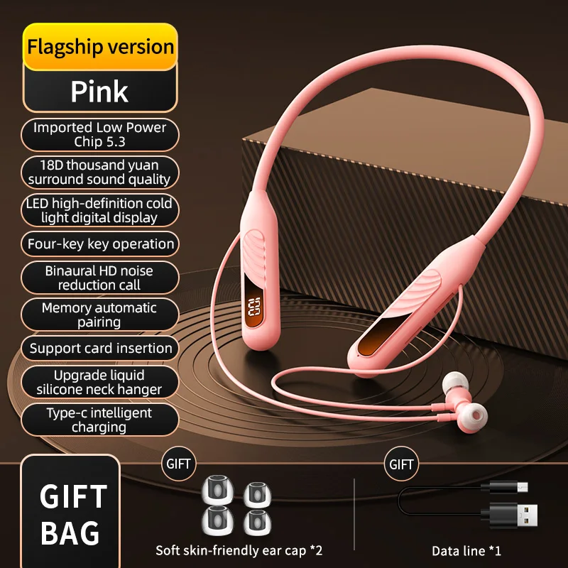 BT8 Draadloze Bluetooth-oortelefoon Koptelefoon Buitensporten Headset V5.3 Displayknopbediening Oordopjes voor muziek