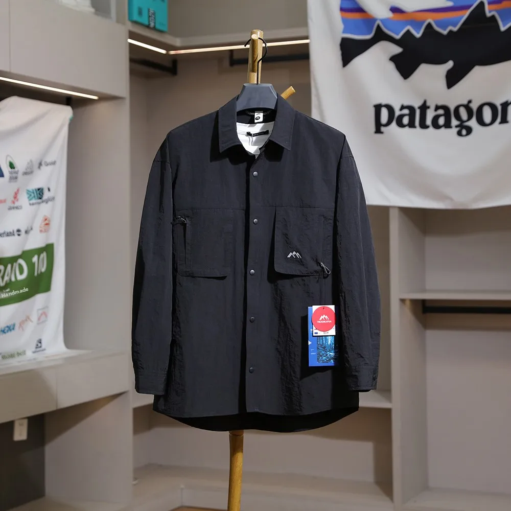 

Nordic Sle Men's Casual Long Sve irt Lightweight Qui Dry Breathable Workwear Turn-down Collar Lightweight Outerwear