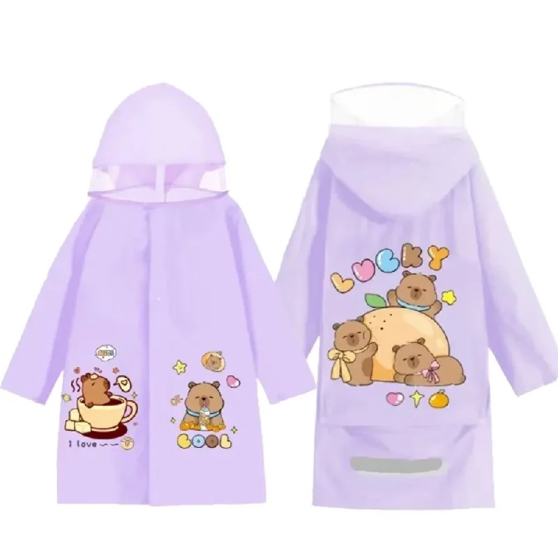 

New Cute Capybara Hooded Raincoat TPU Breathable Rain Poncho Waterproof Large Brim Jacket Style Rain Coat Outdoor Supplies