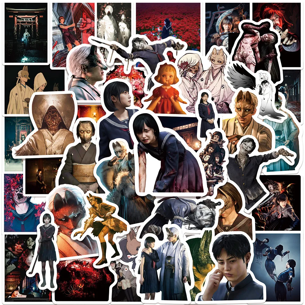 50 قطعة موضوع لعبة الرعب الجديدة سايلنت هيل F Deepwater الديك كوب ماء دفتر حساب ملصق عيد الميلاد مهرجان هدية #1