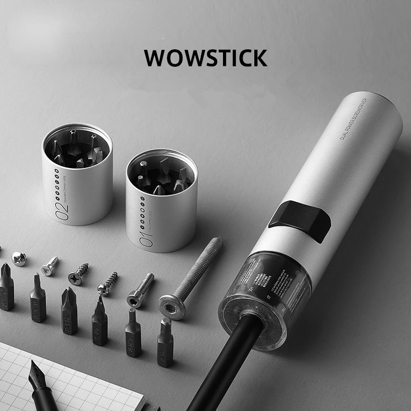 Wowstick 12 in 1 Dual Power Lithium Electric Screwdriver 3LED Lights Rechargeable Screw Driver Kit Magnetic Suction One Button