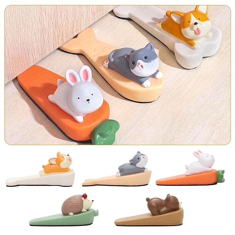 Animal Shaped Door Stopper Wedge Door Catcher Cartoon Door Holder PVC No Slip Stopper for Door Baby Room Prevents Injuries