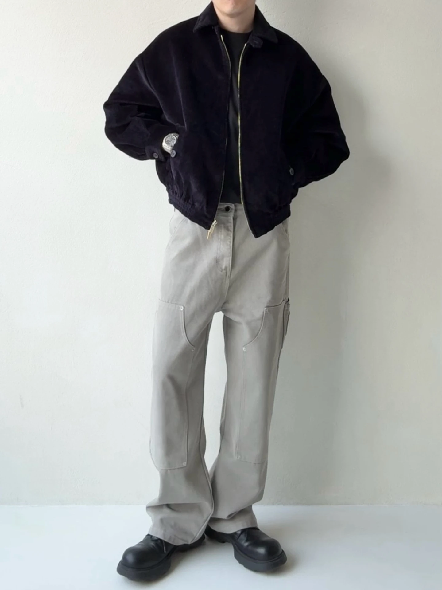 

Новогодняя куртка-харрингтон из высококачественного вельвета, удлиненная, с широкими рукавами, на молнии, с отложным воротником, повседневная верхняя одежда