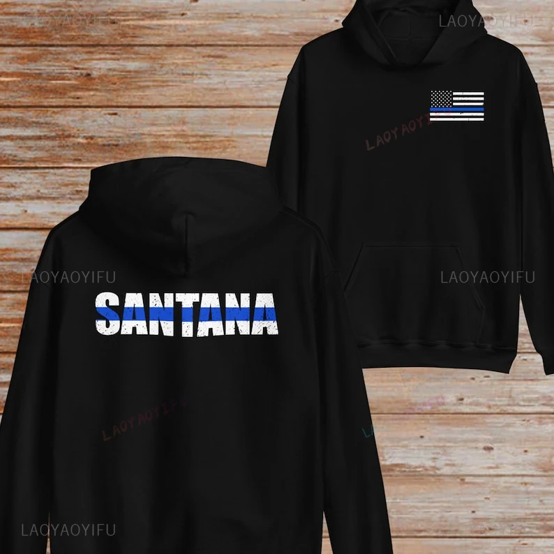 Custom Thin Blue Line Flag Printed Hoodie Last Name Badge Number Custom Police Gift Police Department Thin Blue Line Sweatshirt