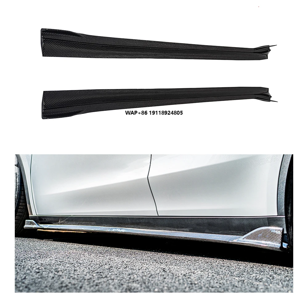 2021-Up High Quality Dry Carbon Fiber Side Skirts for-TESLA Model Y New Condition Bumper Extension Lip Body Kits Car Parts