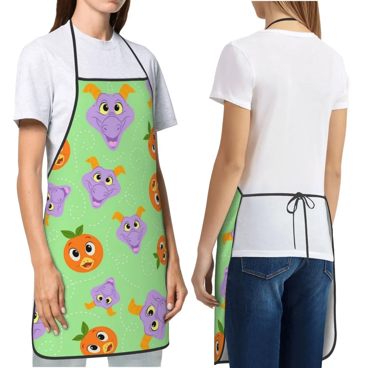 

Festival Fresh - Figment And Orange Bird (green) Apron Chef Cooking Cuisine Tablier Sleeveless Bib Kitchen Cleaning Pinafore