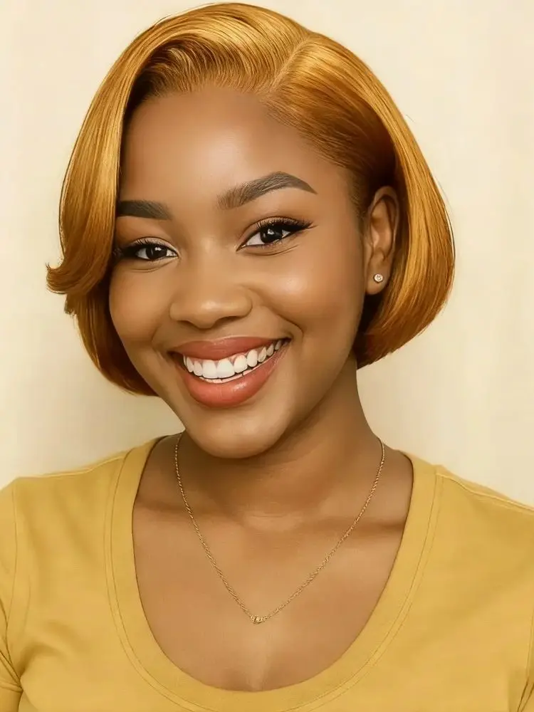 Perruque Bob Lace Front Wig naturelle, cheveux courts et lisses, 13x4, coupe Pixie, finition brillante, densité 180%, aspect naturel