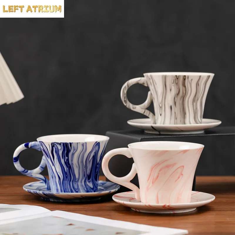 Ink Splattered Ceramic Mug Coffee Cup and Saucer Milk Cup Water Cups Coffee Mug  Breakfast Cups Dessert Plate Beverage Mugs