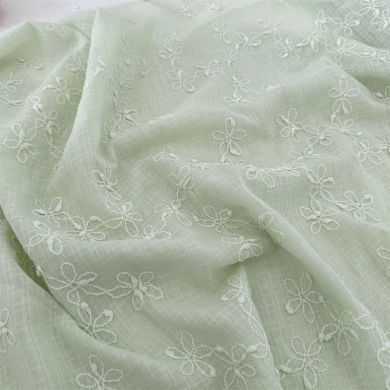 

3D Embroidered Floral Chiffon Fabric for Fashion Dresses and Gowns By The Meter