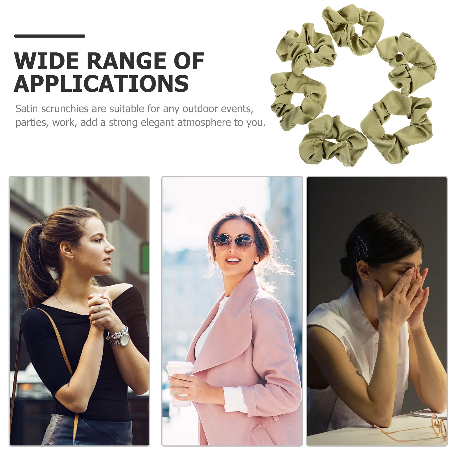 

6pcs Silk Scrunchies Satin Elastic Hair Ties For Women Stretchy Soft Scrunchy Ropes No Damage Party Work Daily Use Hair