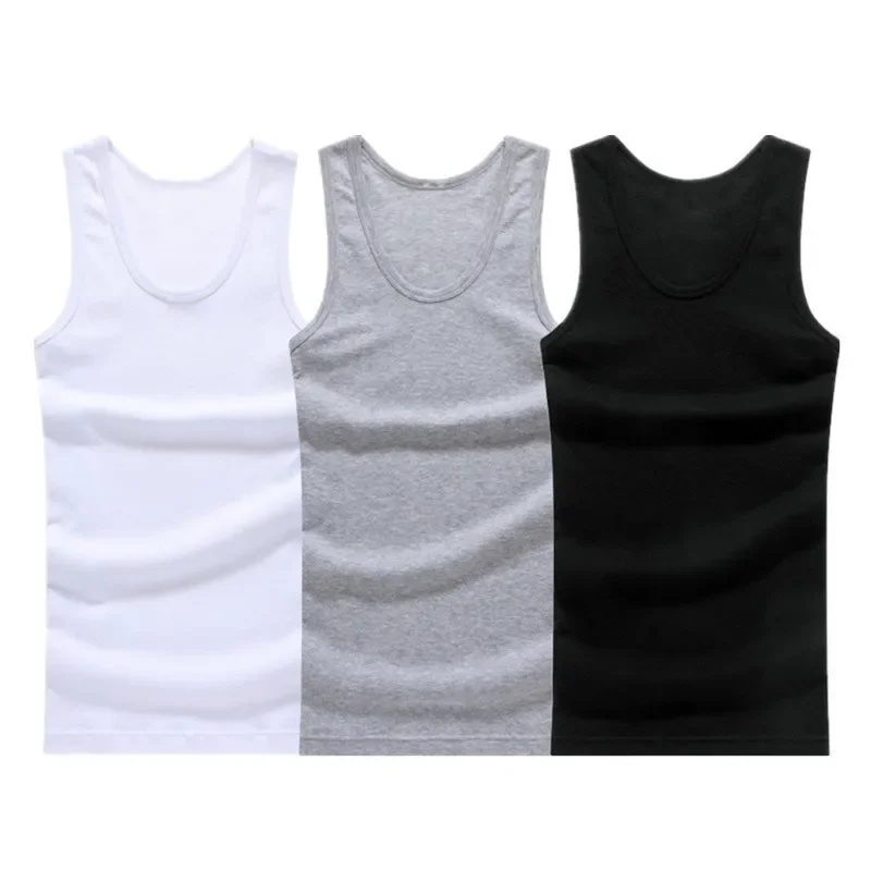 3 unids/lote de ropa interior de algodón para hombre, camiseta sin mangas, chaleco muscular sólido, camisetas interiores con cuello redondo, ropa de gimnasio, camiseta, chaleco para hombre 3XL