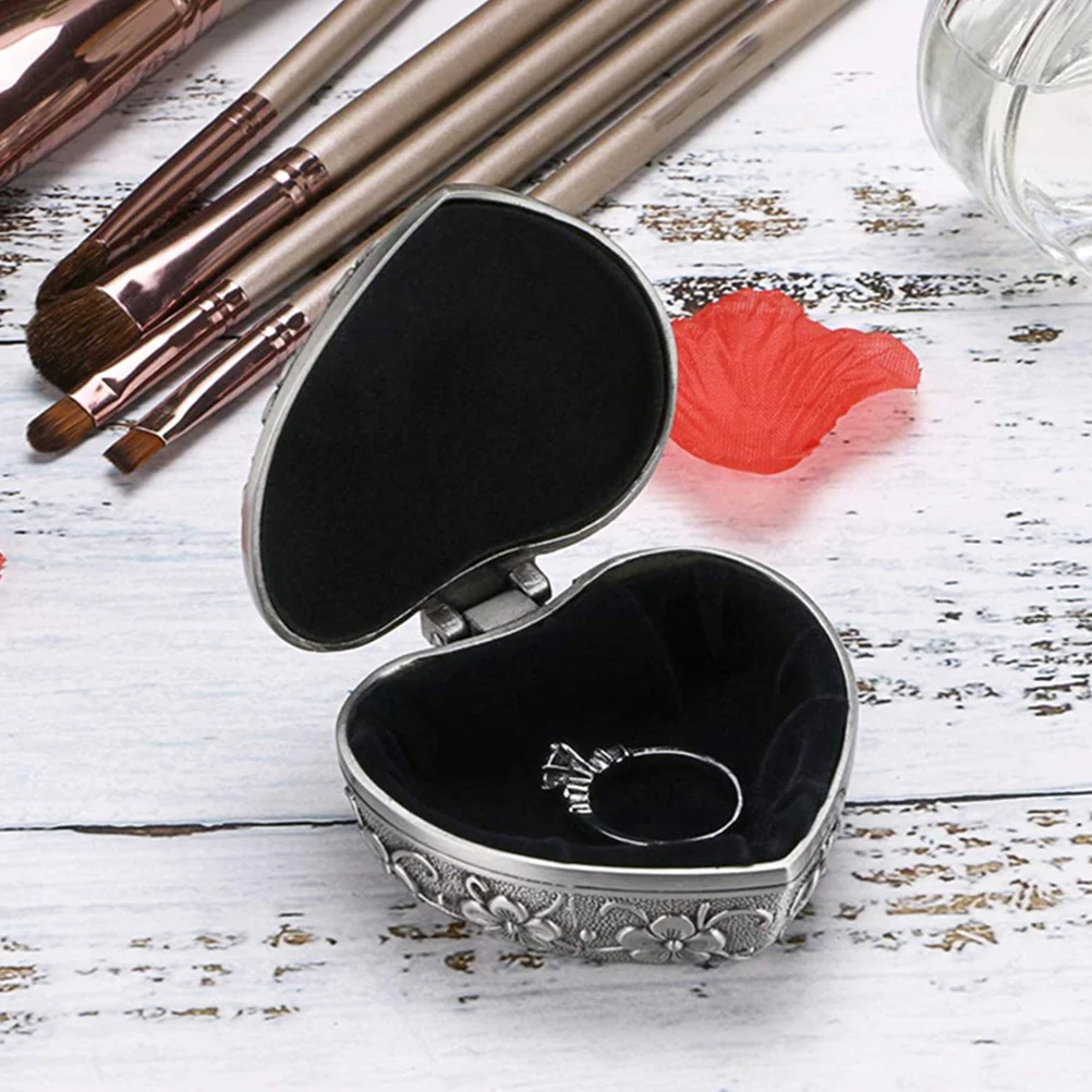 

Vintage Heart Shape Jewelry Box Compact Travel Ring Bracelet Storage Case Lightweight Earring Organizer Gift For Women