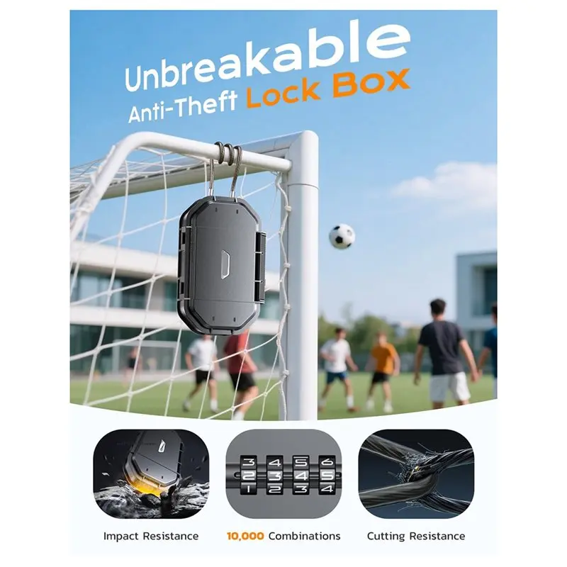 N93RNEW! Waterproof 4-Digit Lock Box With Removable Steel Cable For Phone Outdoor Pool Phone Lock Box