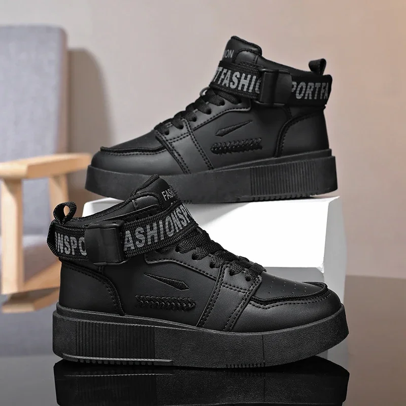 Dziecięce wysokie buty sportowe Modne trampki do biegania dla chłopców Grube bawełniane antypoślizgowe dziecięce buty do biegania Casual Trainers