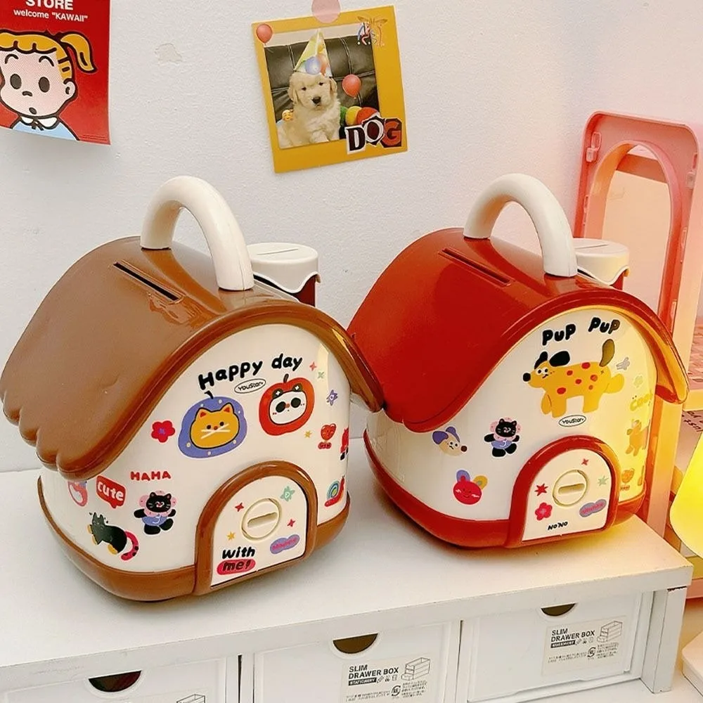 Creative House Shaped Piggy Bank Cottage Shaped Large Capacity Money Saving Box with Lock Key Cute Savings Piggy Bank
