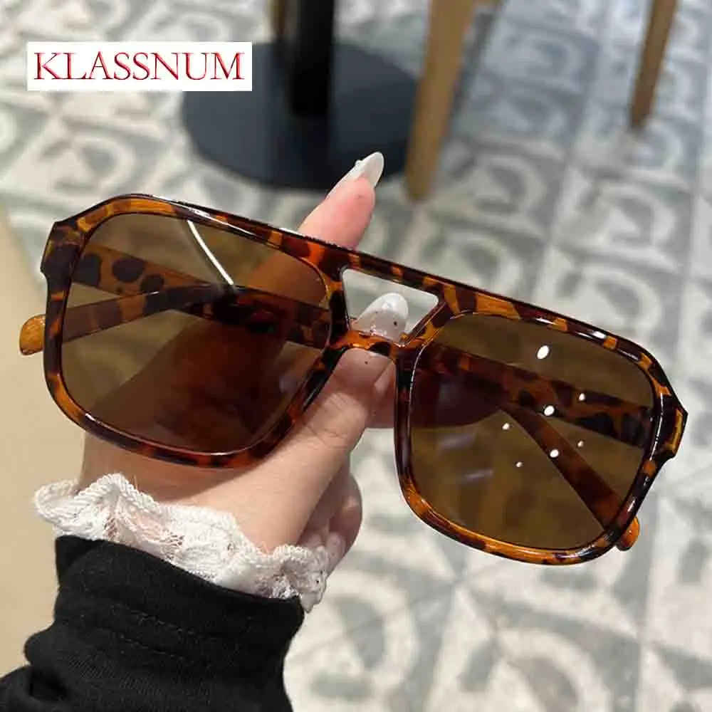 KLASSNUM 2025 luxe imprimé léopard carré lunettes de soleil femme hommes à la mode Vintage conduite pilote nuances unisexe en gros