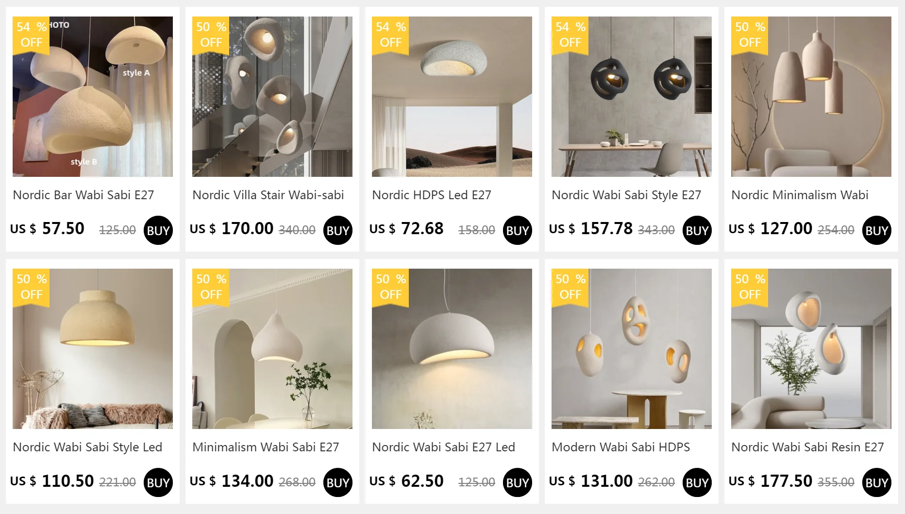 Wabi Sabi Loft E27 LED Pendant Lights Nordic Irregular