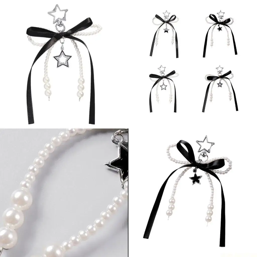 

X90D Aesthetic Keychain Bag Charm Bows Car Keyrings Ornaments Star Keychain Pendant