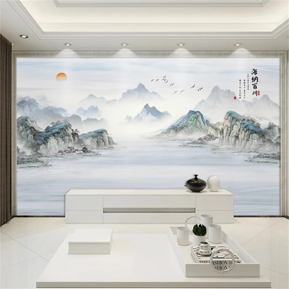 Custom 3D wall paper Chinese ink wash landscape mural TV background wallpaper living room wallpaper bedroom art Wall stickers