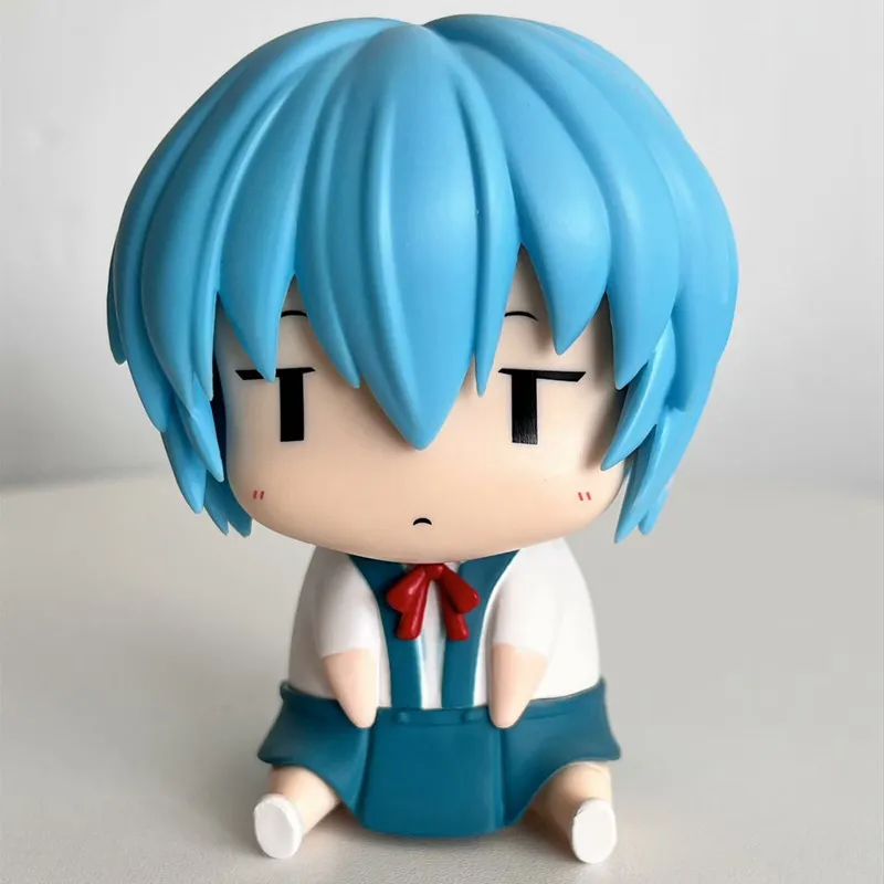Q-Version Asuka Makinami Ayanami Rei Eva Anime Figure Kawaii Garage Kit Model Sitting Posture Ornament Doll Children'S Toy Gifts