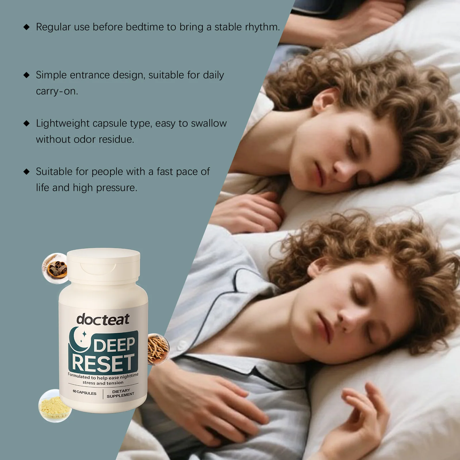 DOCTEAT Melatonin 10mg Sleep Capsules Fast Deep Sleep Aid Improve Insomnia Relieve Stress Anxiety Brain Relax Support 60Pcs