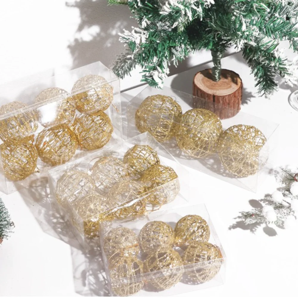 Hollow Christmas Sphere Glitter Christmas Tree Decorations Christmas Ball Ornaments Intricate Glitter Openwork Ornament