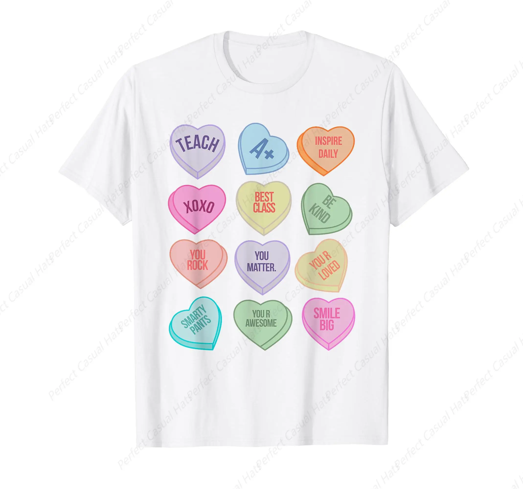 

High Quality Teacher Valentines Day Teach Heart Candy Printing T-Shirt Unisex Soft Shirt