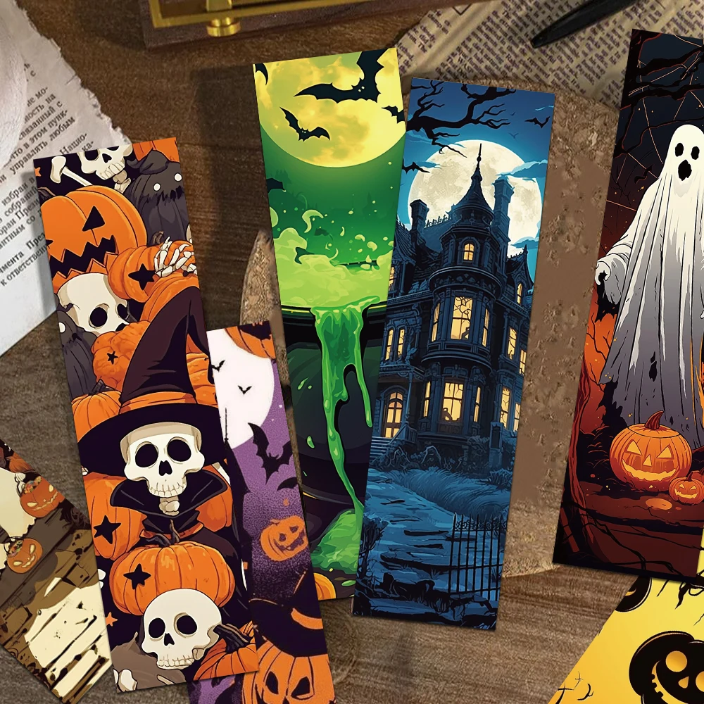 30pcs Halloween Bookmarks Reading Pages Books Annotated School Stationary Supplies DIY Aesthetic Bookmarks Decorative cards