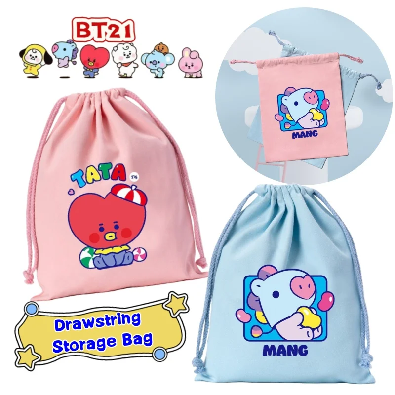 

Новый BT21 mang shooky chimmy Dad, ценный креативный пояс для одежды, обуви, сумка для хранения, милая холщовая косметичка с мультяшным принтом