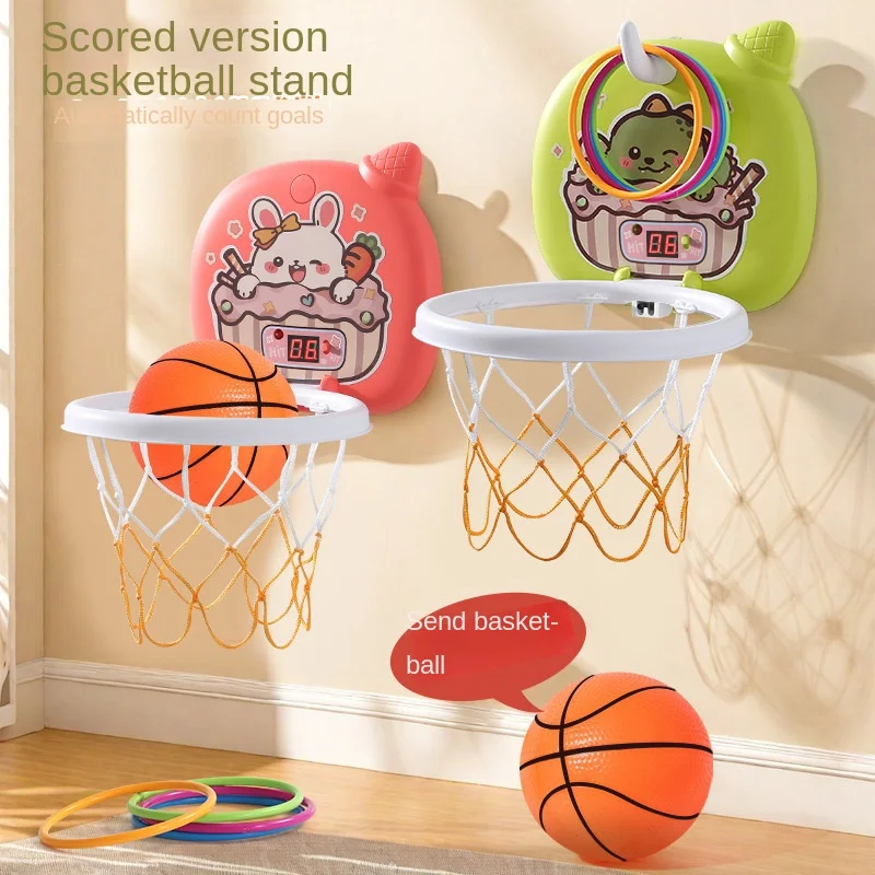 Marco de baloncesto para niños, estante colgante para pelotas de bebé, juguetes interactivos para padres e hijos sin perforar, regalo